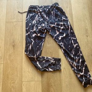Pink and black black marbled. Girls joggers.